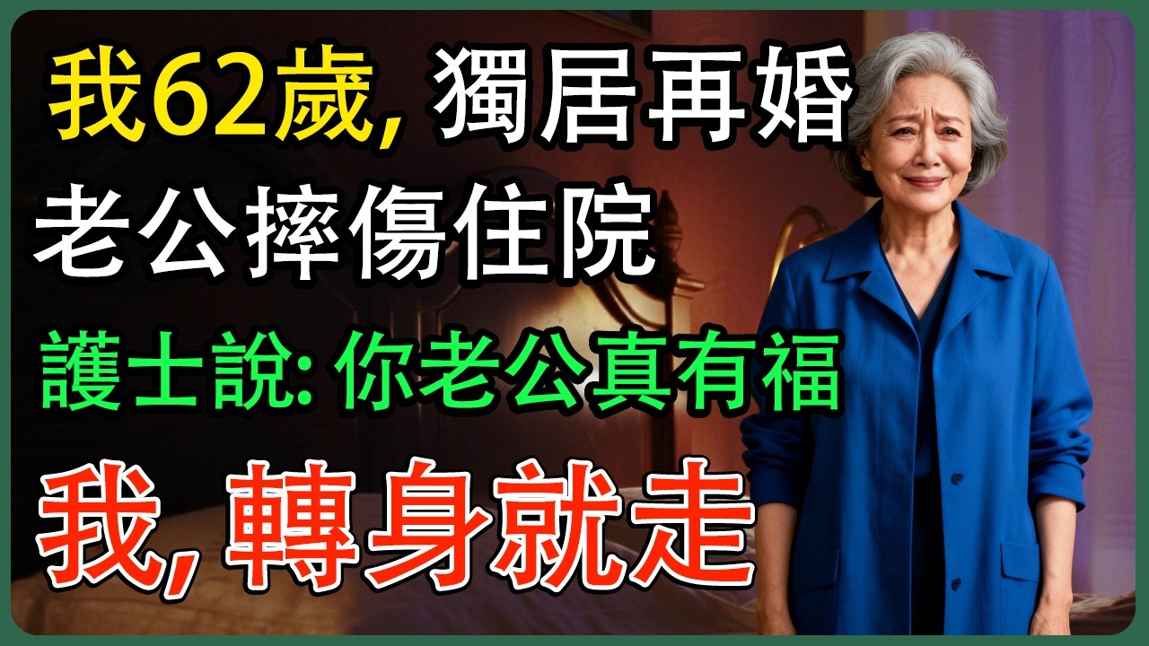 我62歲, 獨居再婚，老公摔傷住院。護士：你老公真有福。我,轉身就走……