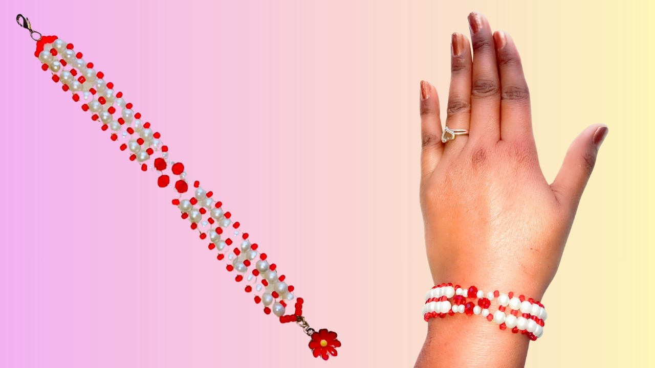 Make a Luxury Crystal & Pearl Bracelet at Home | Diy Cute Beaded Bracelet Making | Easy & Trending
