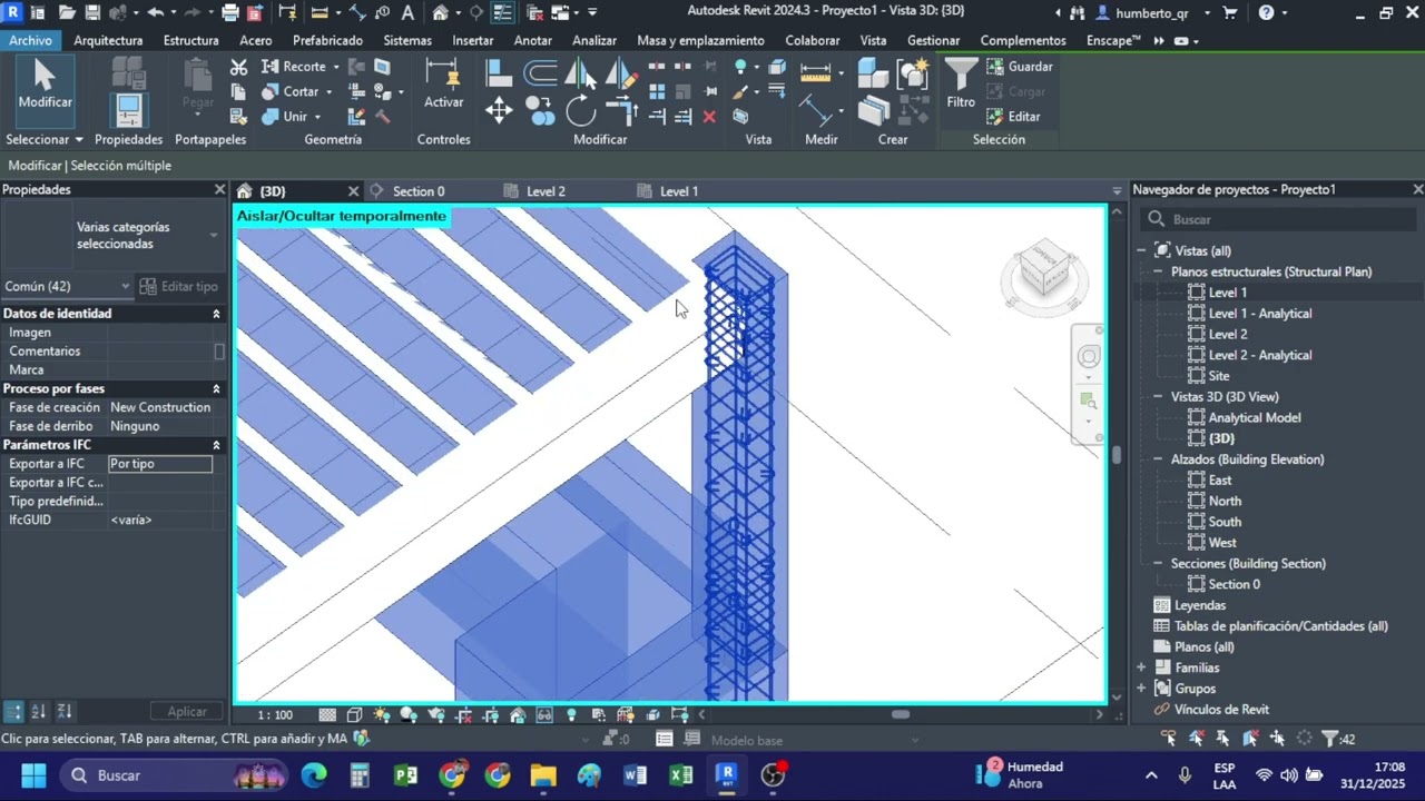 Curso REVIT ESTRUCTURAS 2026 | Clase 6: Acero Columnas (Pilares): Modificar Estribos | @QUINTEROS.H