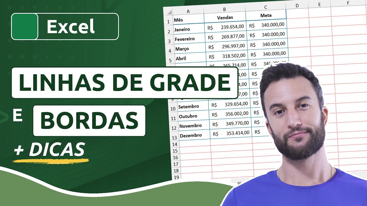 Diferenças entre BORDAS e LINHAS DE GRADE no Excel