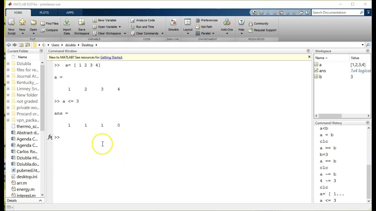 Logical Operators in Matlab