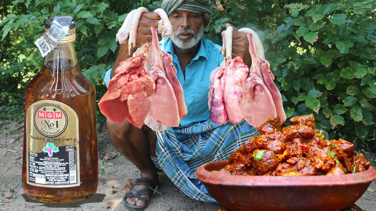 Goat Liver Gravy | VSOP Dringking ||  Mutton Recipe || Village Style Cooking AND eating