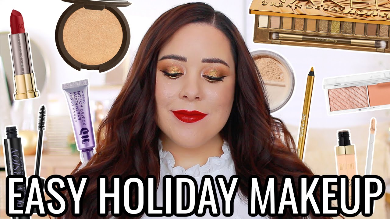 HOW TO EASY HOLIDAY MAKEUP 2020! GOLD EYES & RED LIPS
