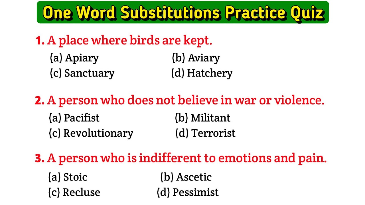 One Word Substitutions for all competitive exam | One word substitution for ssc exams