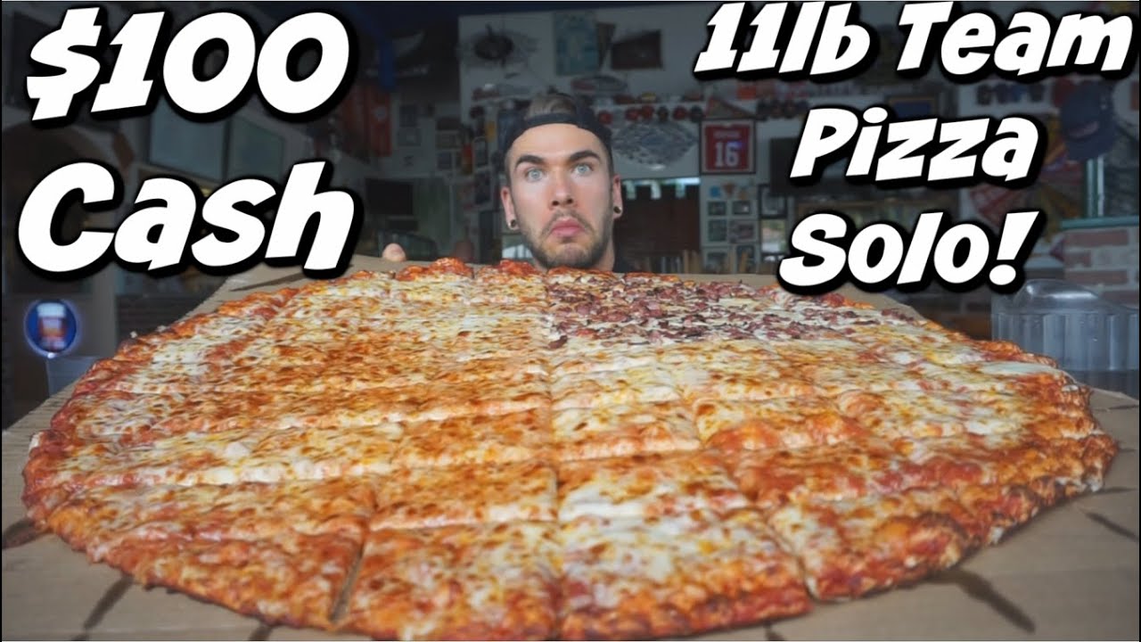 $100 11LB TEAM PIZZA CHALLENGE SOLO | California Pizza | Man Vs Food