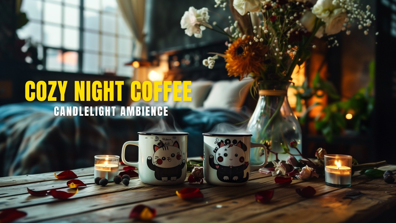 Cozy Late Night Coffee ☕ | Relaxing Bedroom Candlelight Ambience