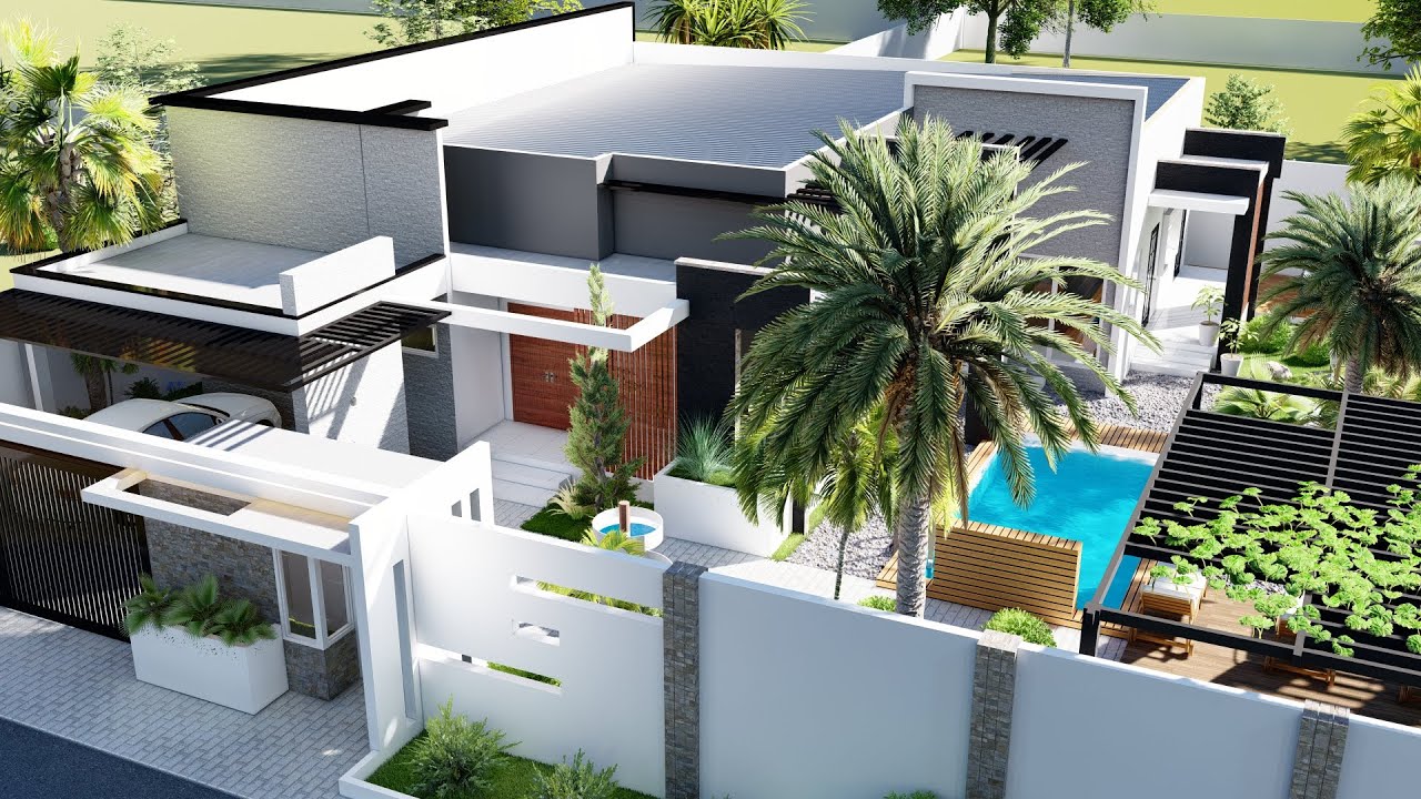Une Villa Basse de Rêve avec piscine et beau jardin  3 Chambres