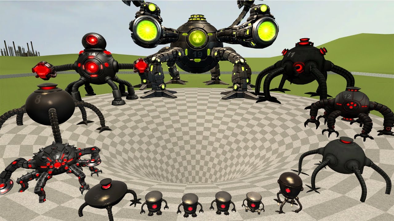 Who Can Jump Over Big Funnel in Omnidroid Robot Army | Garry's Mod Gameplay !
