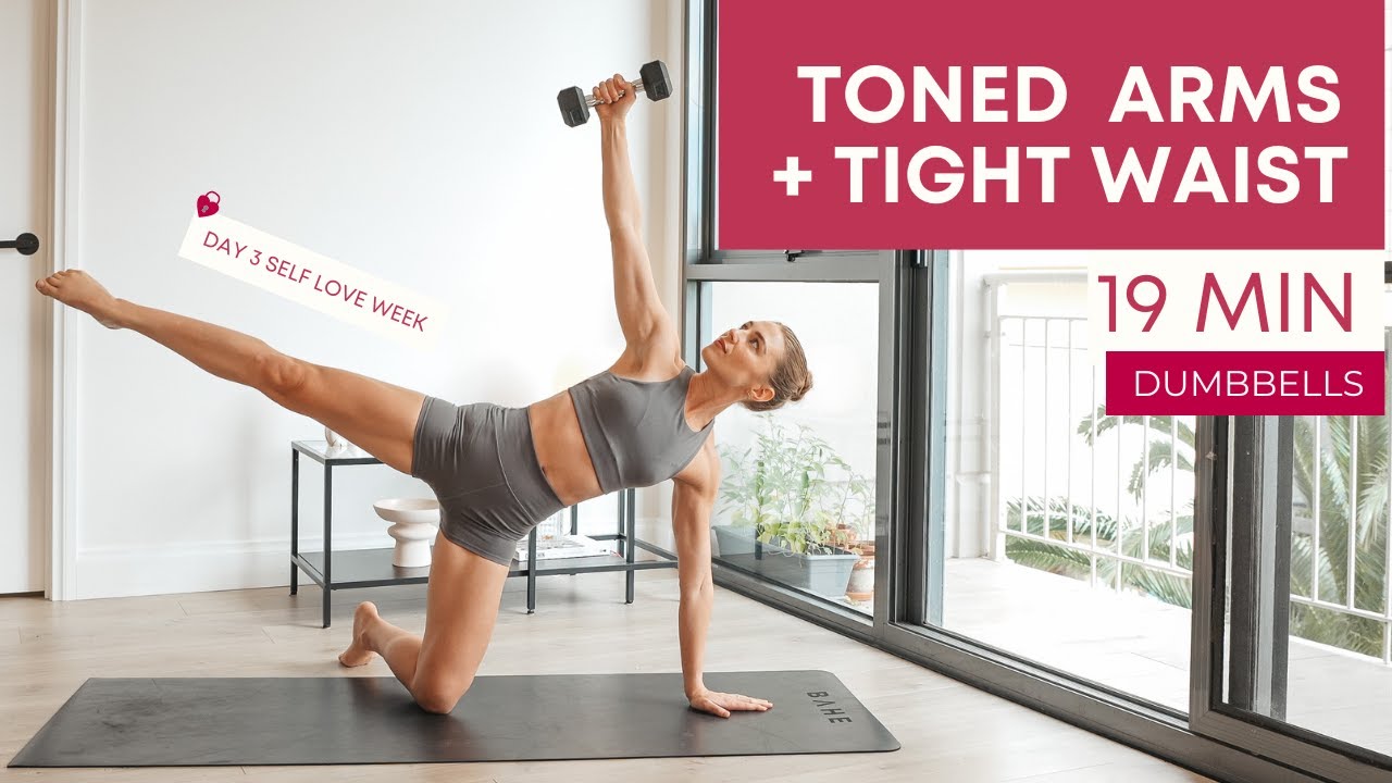 19 MIN TONED ARMS + WAIST Pilates workout with Dumbbells | Day 3 Self Love Week