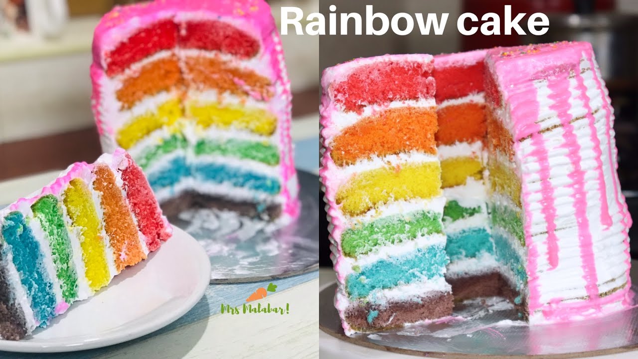 Oven ഒന്നും വേണ്ട ഈ അടിപൊളി RAINBOW CAKE ഉണ്ടാക്കാം | Rainbow cake without Oven | Mrs Malabar