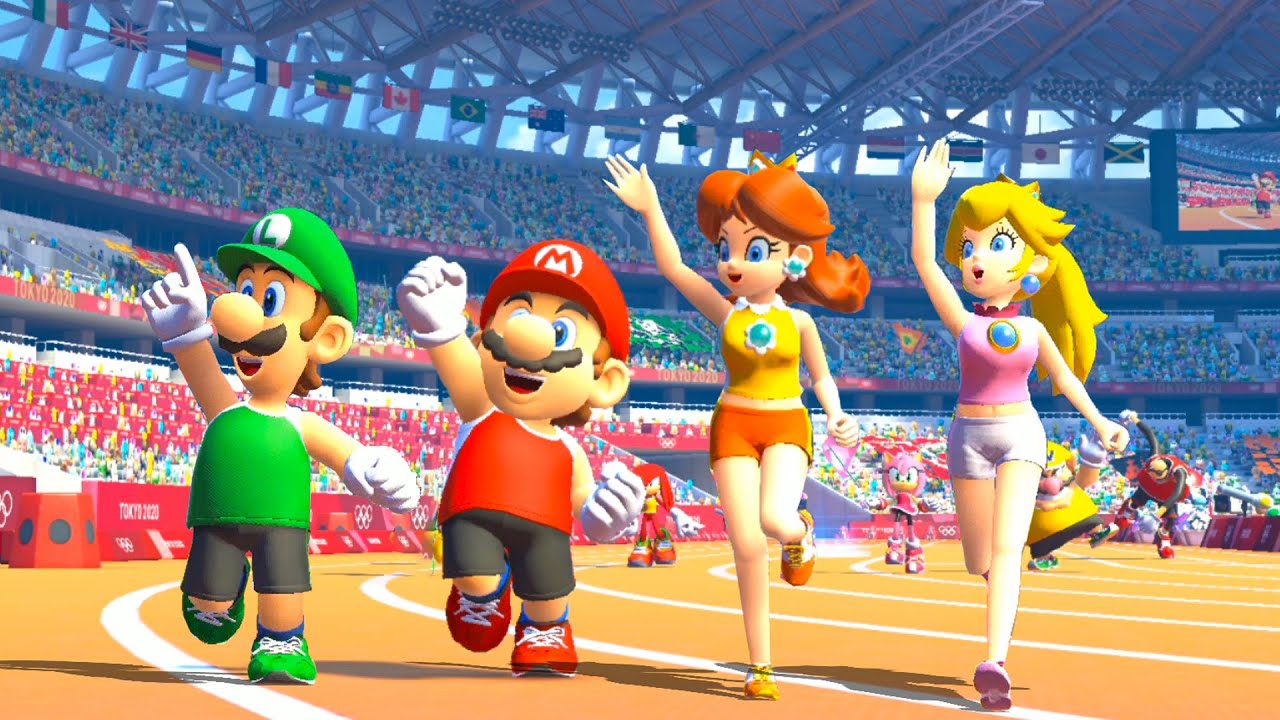 Mario and Sonic at the Tokyo 2020 Olympic Games All Characters 100 M  Game Sports Vmgaming
