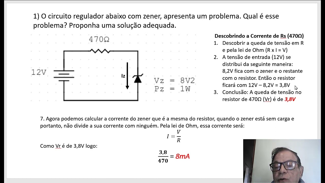 Cálculo de polarização de diodo Zener