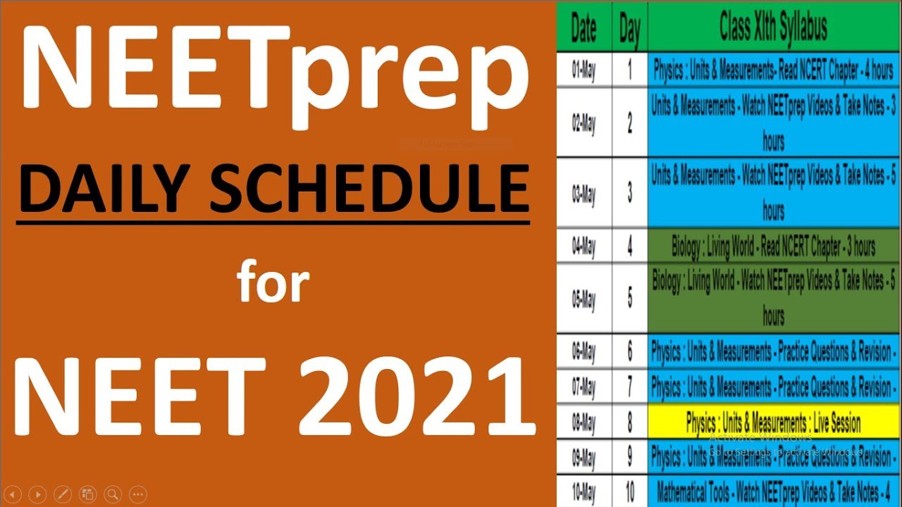 NEETprep NEET 2021 DAILY SCHEDULE - NEET 2020 2021 preparation Motivation Tips & Tricks