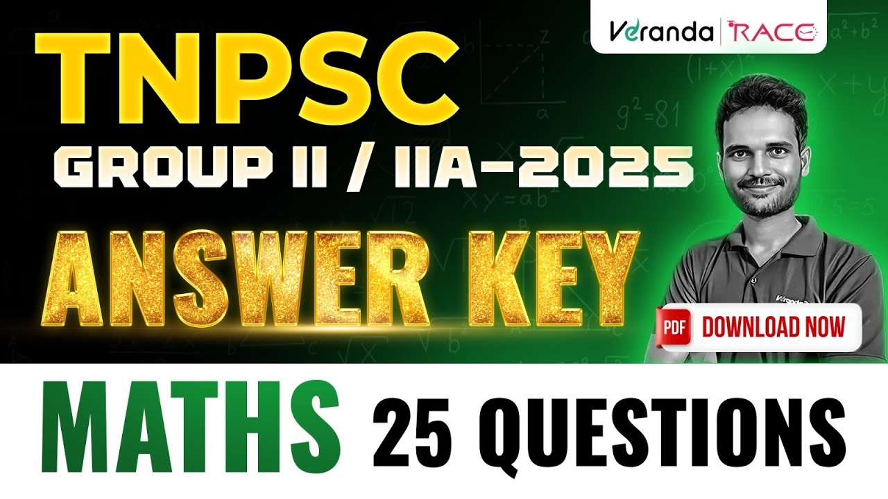 TNPSC GROUP 2 2A 2025 | MATHS | ANSWER KEY | 25 QUESTIONS | BY  SUBBARAJA
