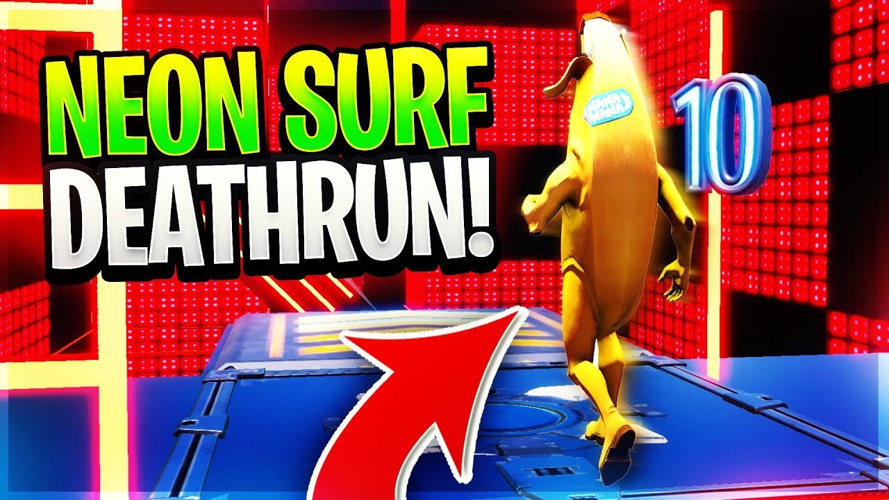 The INSANE Surfing Fortnite Deathrun - Neon-Surf Parkour Course by Hooshen (Fortnite Creative Map)
