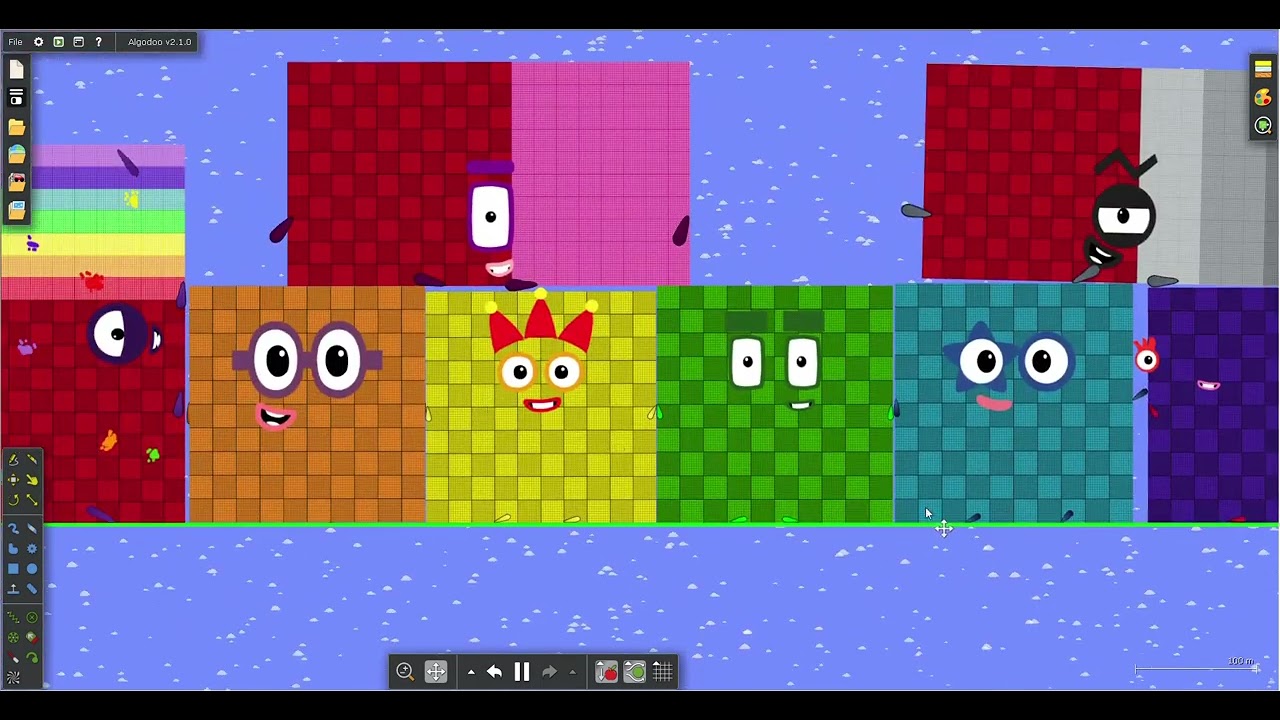 Numberblocks 0 to 1000000 Battle 57 in Algodoo (It's Raining Pieces of Numberland)