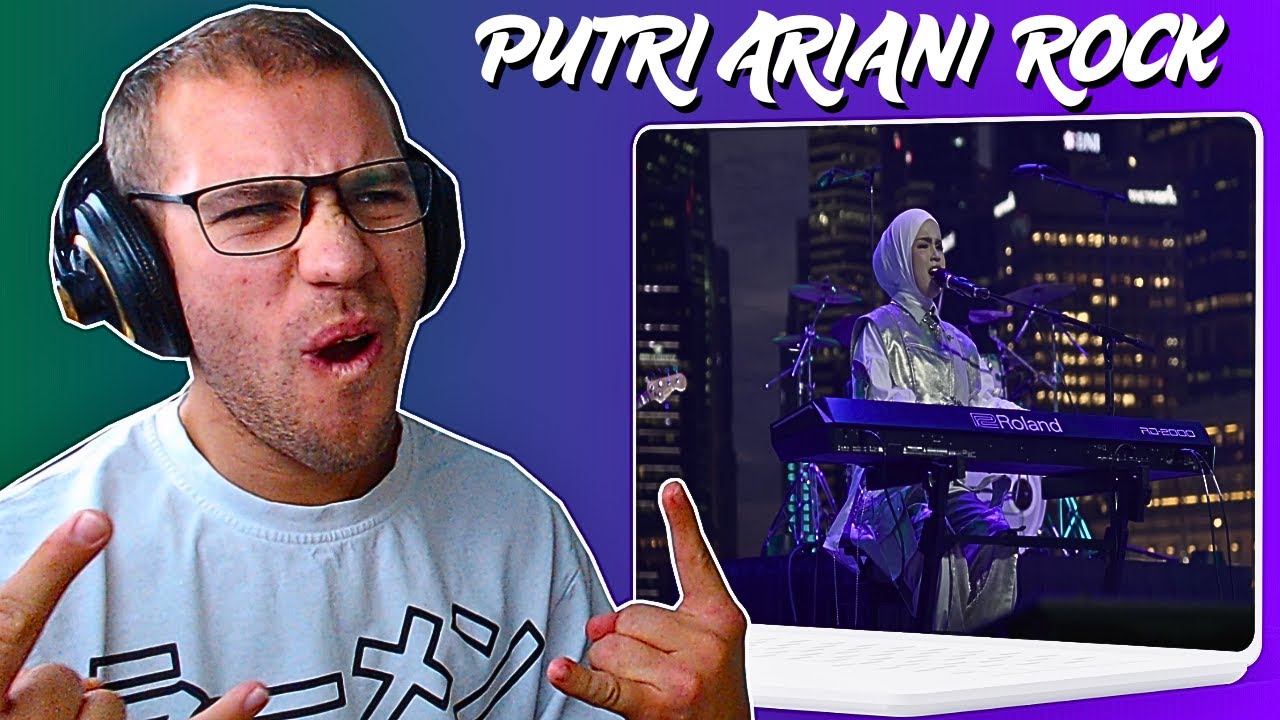 Реакция на Putri Ariani - CROWN (выступление F1 Singapore LIVE) РОК-ВЕРСИЯ CROWN??!!!