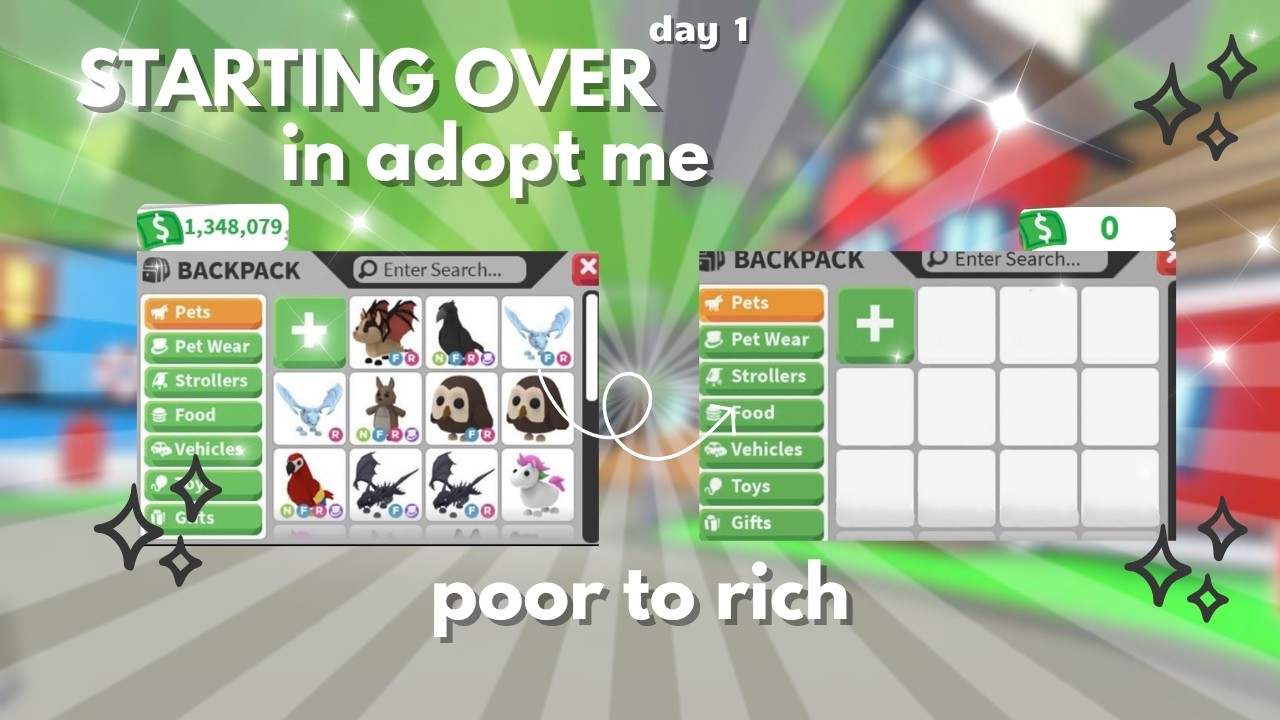 STARTING OVER in adopt me ᯓ★ˎˊ˗ *Poor To Rich* { day 1} ʚɞ