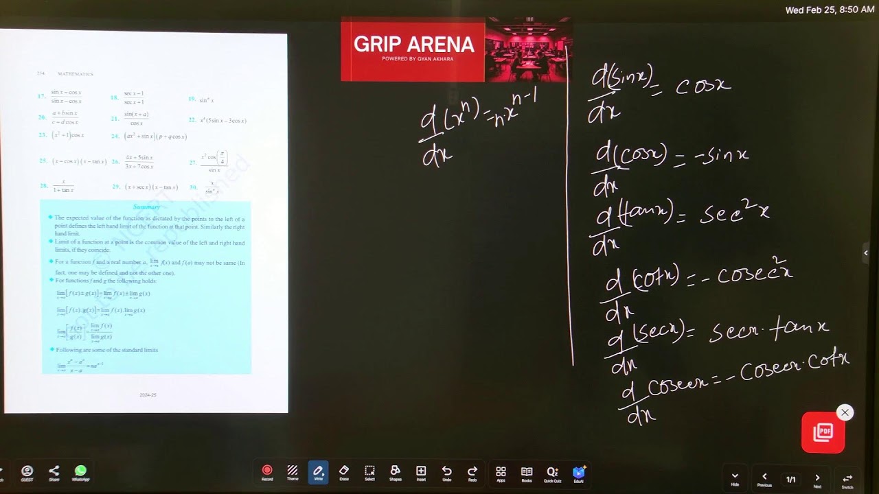 BSEB Class 12 | MATHEMATICS | Derivatives | 12th TOPPERS LEAGUE 2027 | Grip Arena