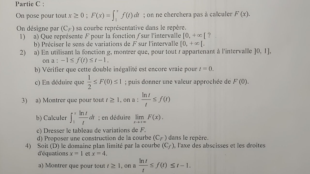 Étude complète d’une fonction avec ln(x) – Corrigé pas à pas. Partie B - 4/4