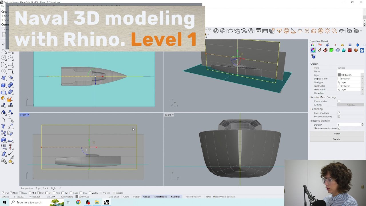 Yacht 3D modeling with Rhino. Level 1 - The course🚩