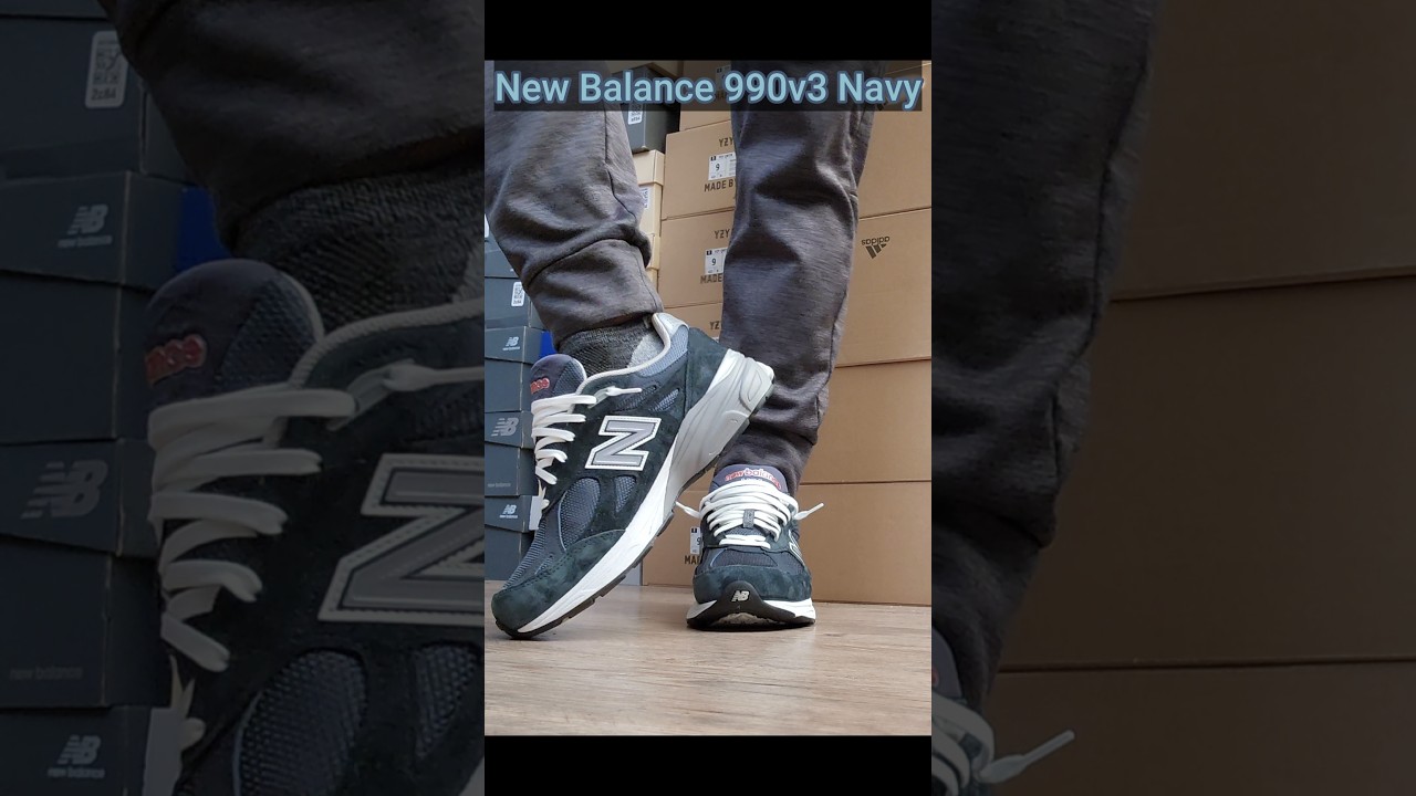 New Balance 990v3 'Navy' Sneaker On Feet