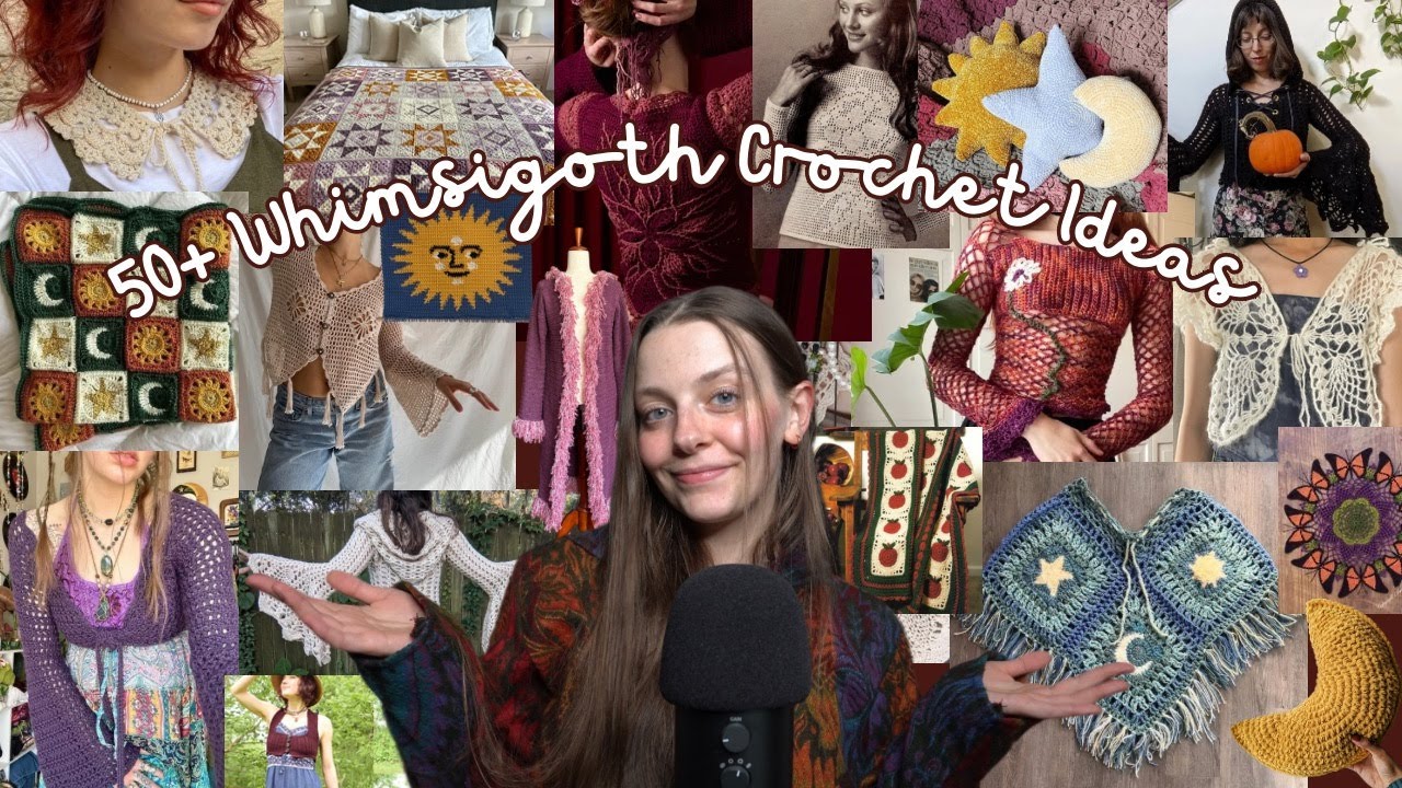 50+ идей для вязания крючком в стиле whimsigoth плюс БЕСПЛАТНЫЕ схемы 🌙🔮🪲✨ (с использованием пряж...