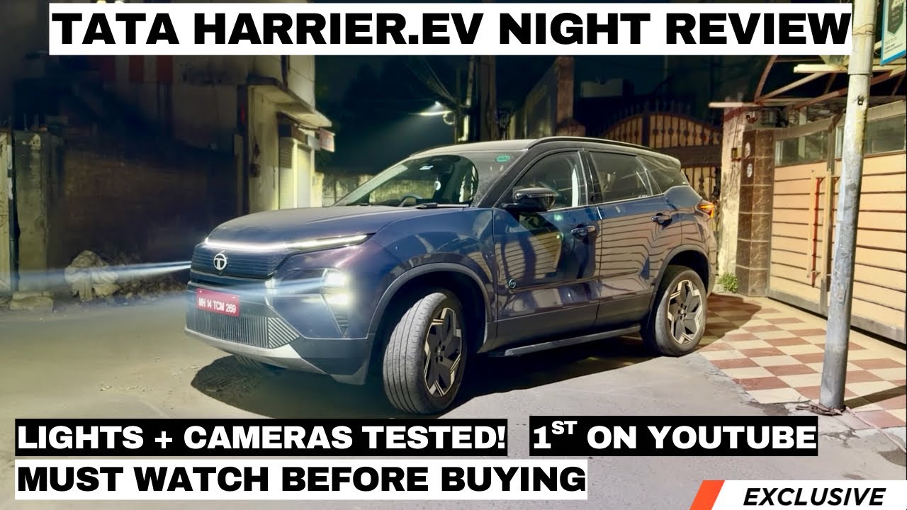 Tata Harrier EV Night Review | Lights, Cameras, Interior, Everything! | TATA HARRIER.EV in DARK🤯↗️