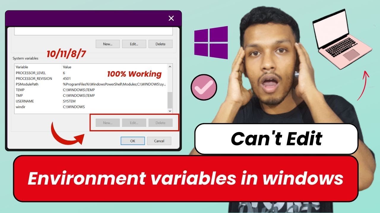 Can't edit environment variables in windows 10/11/8/7 (SOLVE) | environment Variable is disabled
