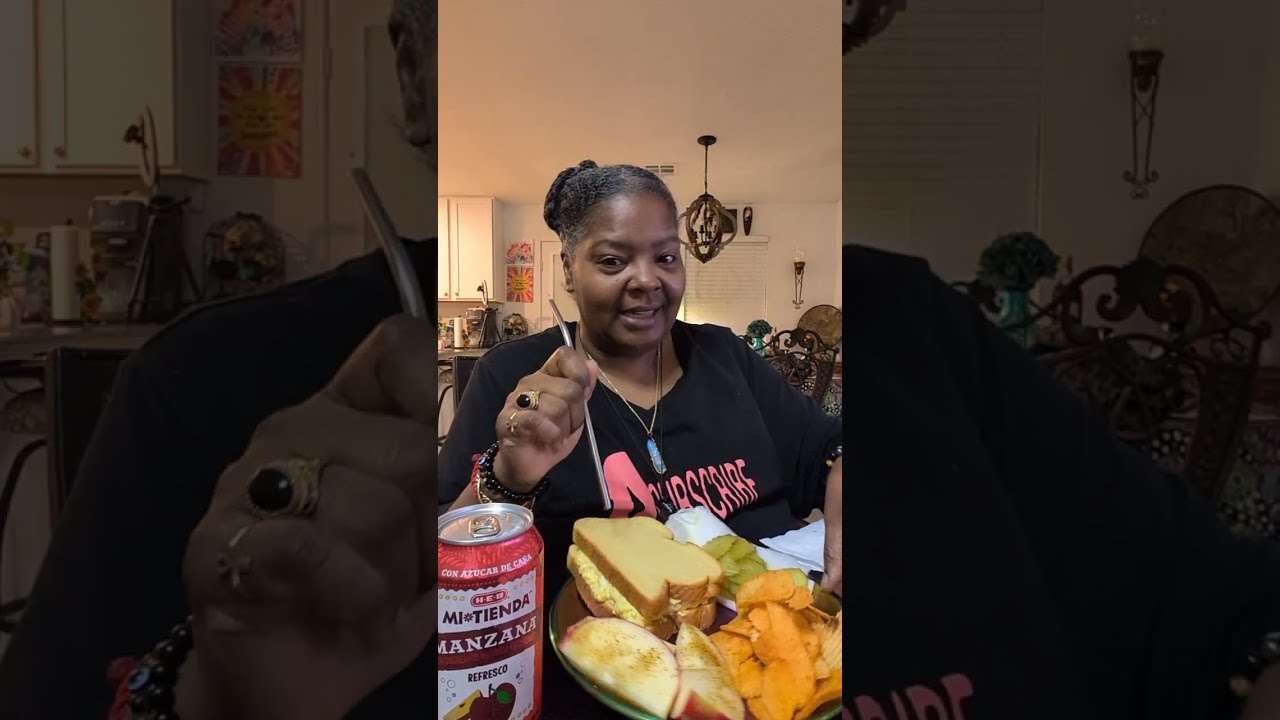 Quick 1-2 Egg Salad Sandwich and sides, let's eat and chat 😁 🥪#foodie #mukbangvideo 