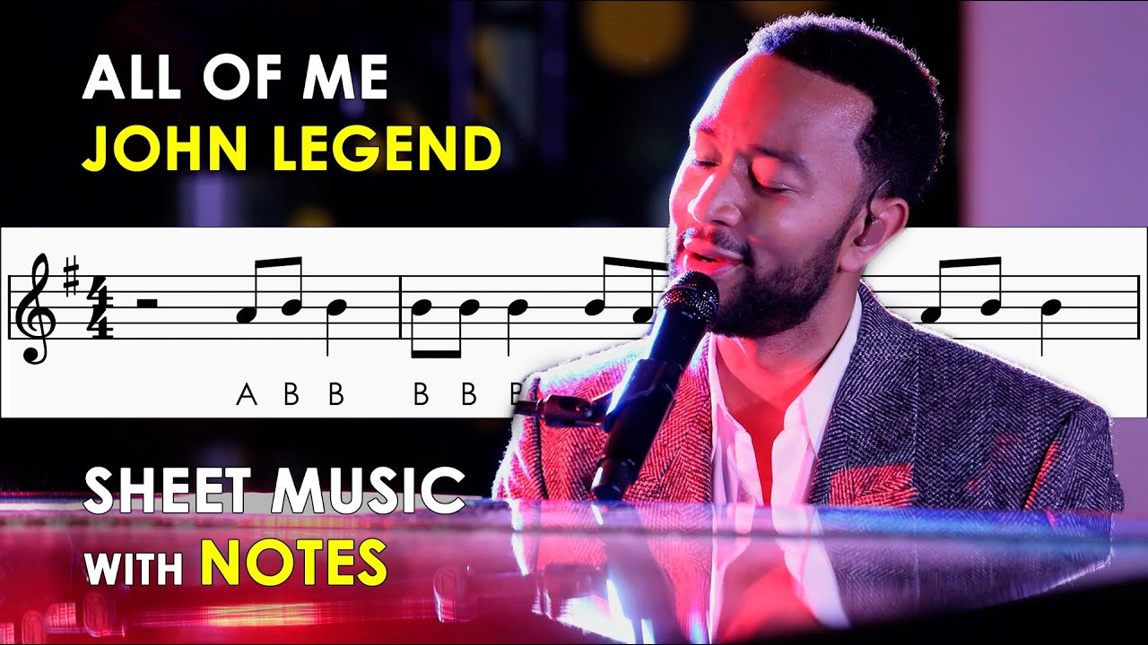 All of Me | Sheet Music with Easy Notes for Recorder, Violin Beginners Tutorial | John Legend