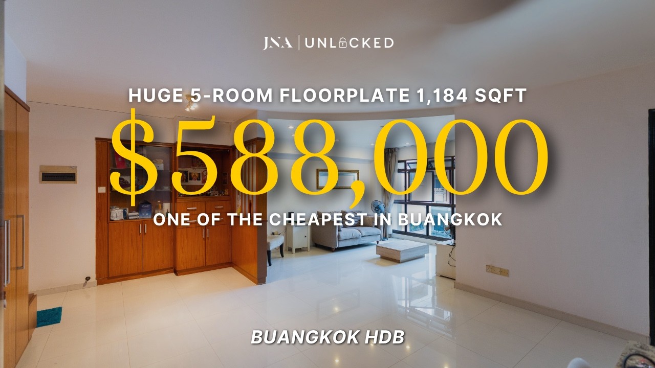 Самая дешевая 5-комнатная квартира HDB в Буангкоке? 1184 кв. фута, чистый холст + в шаговой досту...