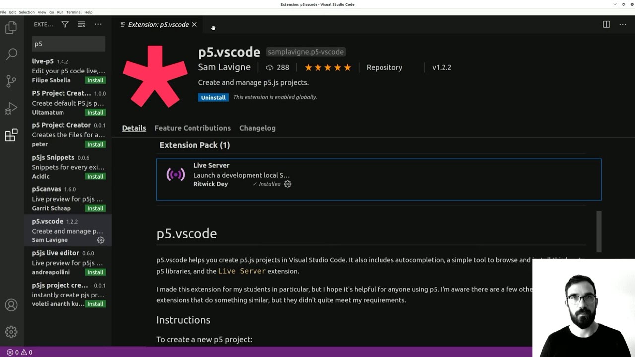 Как использовать p5.js с Visual Studio Code