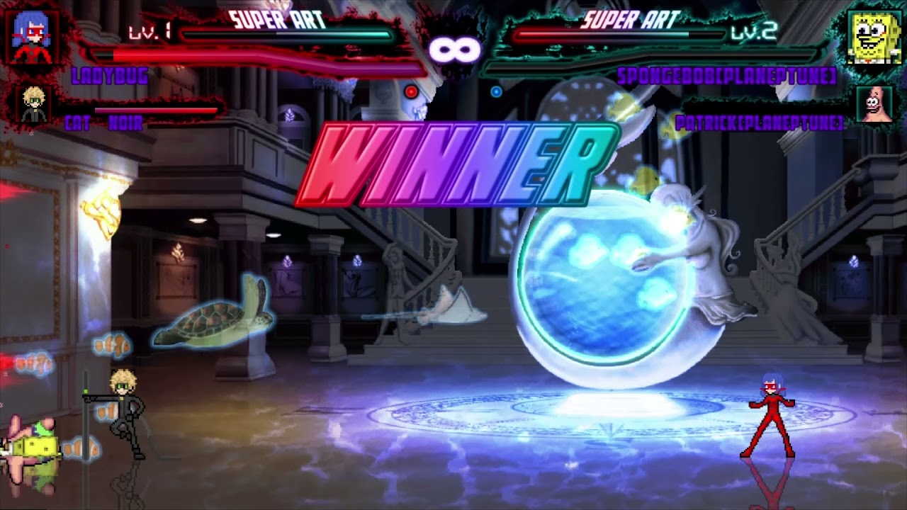 Ladybug and Cat Noir vs SpongeBob and Patrick (Mugen Battle)!!!