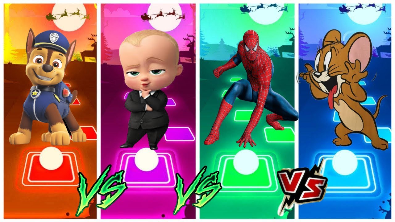 Paw Patrol vs Boss Baby vs Spider-Man vs Tom and Jerry ⚡ Tiles Hop