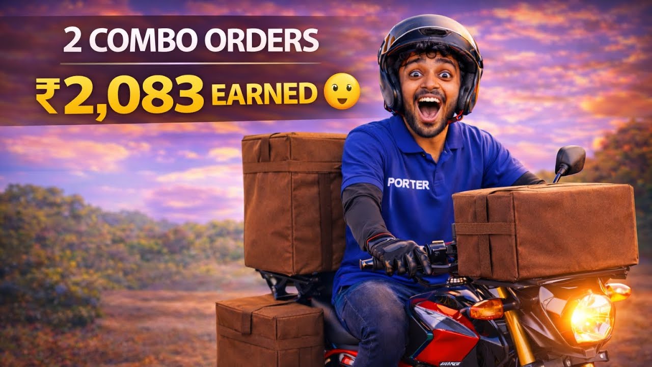 2 Combo Orders 😱 ₹2,083 Earned | Porter Bike Delivery Vlog❤️‍🔥