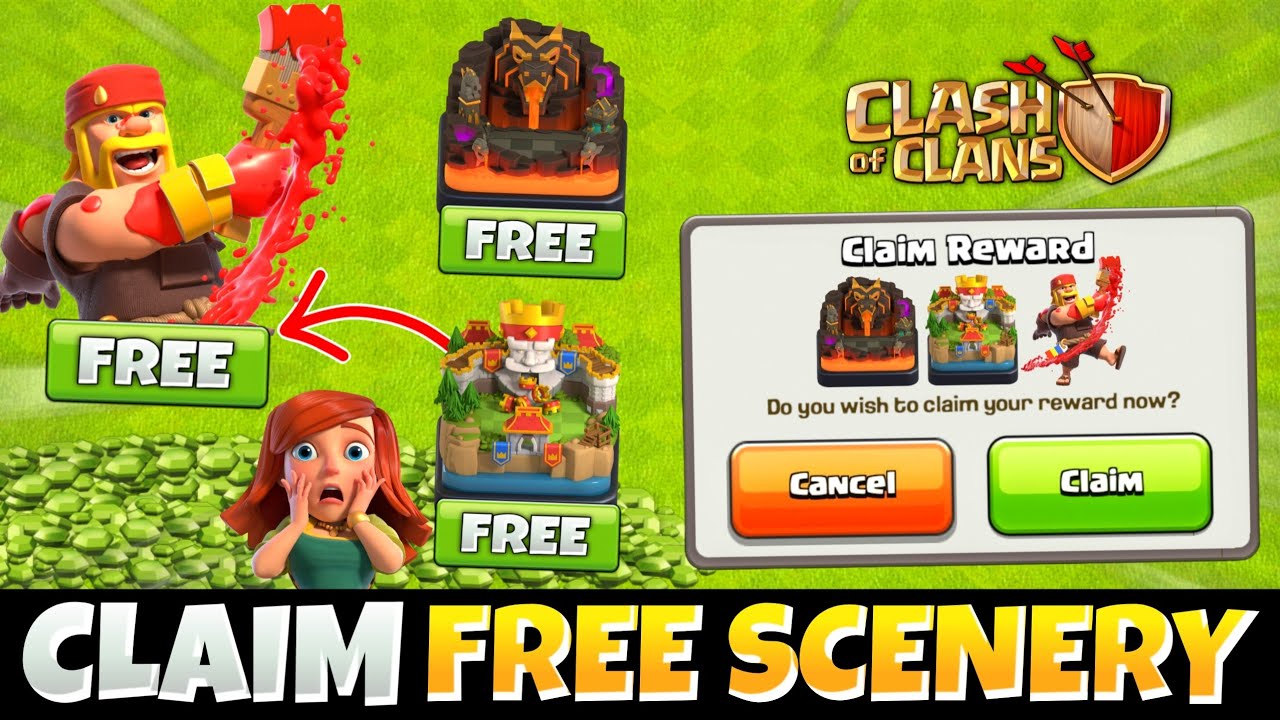 FREE SCENERY & LEGENDARY HERO SKINS VOUCHERS GIVEAWAY BY SUPERCELL IN CLASH OF CLANS 🤩💯  
