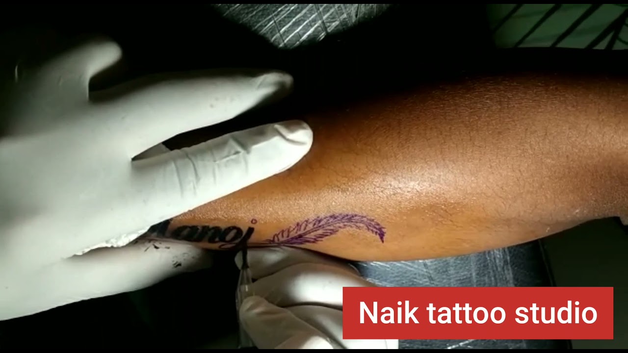 Feather tattoo | Manoj name tattoo | best tattoo design