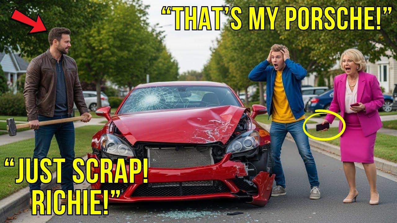 A Spoiled Karen’s Son Parked in My Driveway Every Morning — So His Porsche Ended Up as Scrap