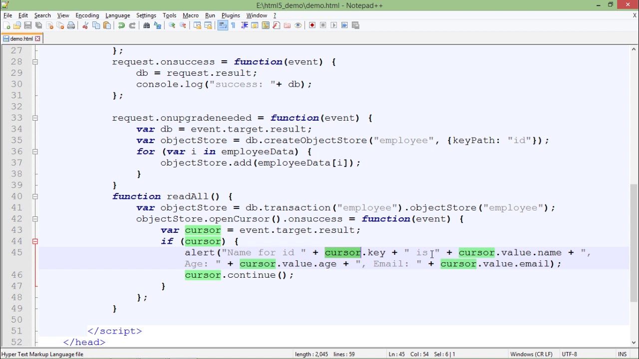 HTML5 - Indexed DB