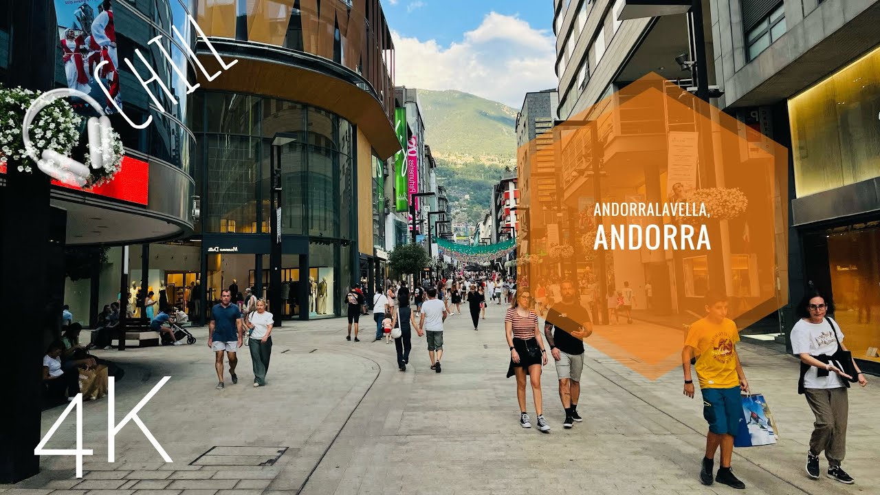 Andorra 🇦🇩 4K Virtual tour/run.Chill music.Capital city Andorra La Vella. Country without airport!