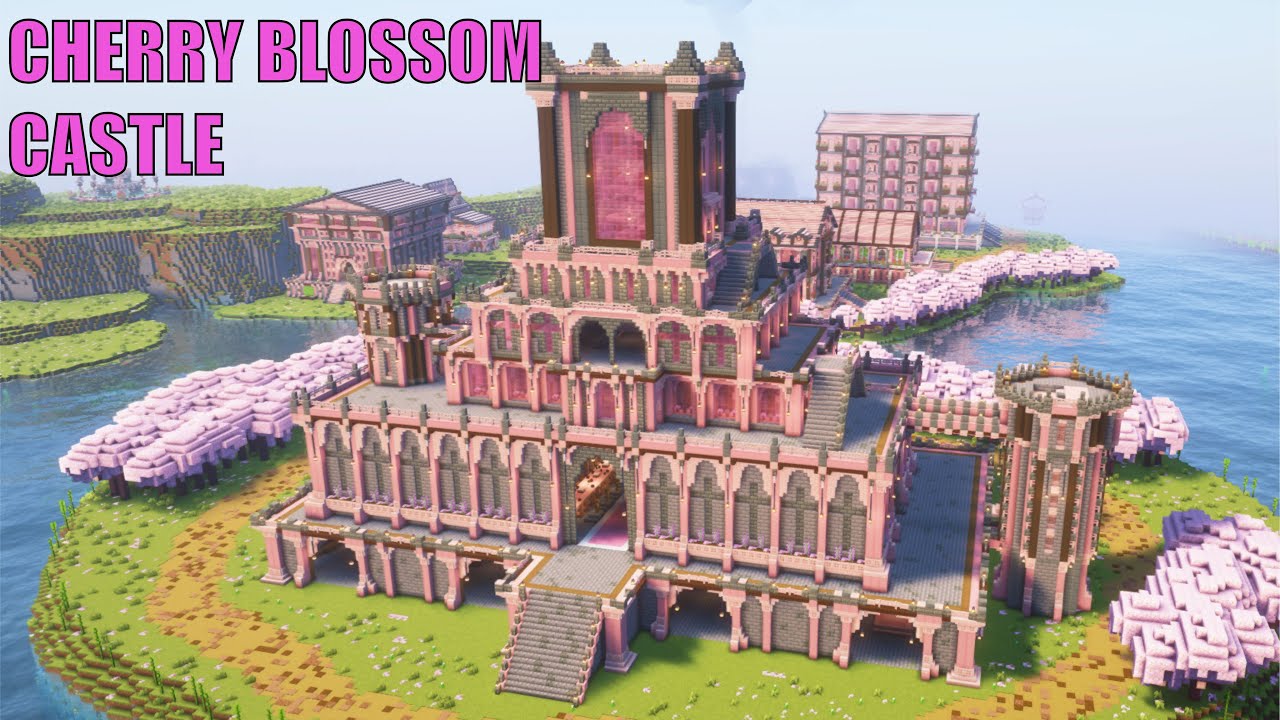 🌸Minecraft Cherry Blossom Castle Build Timelapse🌸