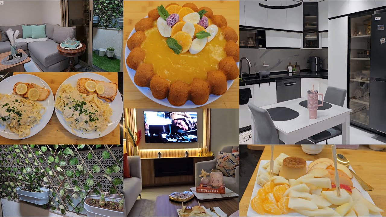 روتين مسائي في جو خريفي🏠كيك الزمن الجميل وذكريات الطفولة🍊لبيت نظيف ومرتب طول اليوم💞اقتراح لعشاء سهل💕