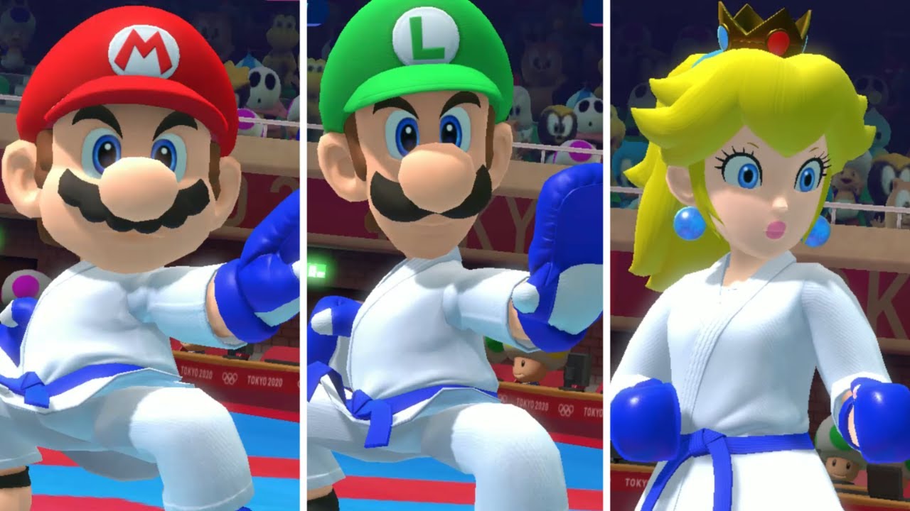 Mario & Sonic At The Olympic Games Tokyo 2020 Event Karate -Peach Daisy Dr Eggman Mario Vector Wario