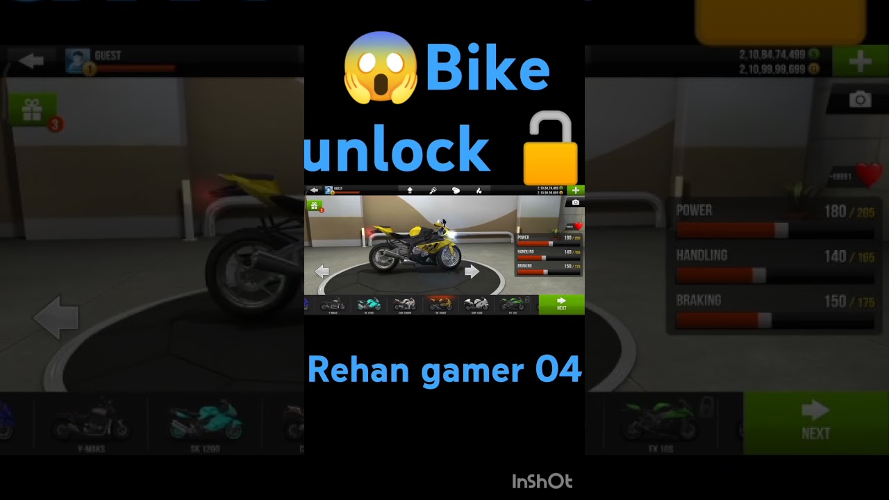 Unlock all bike's in Traffic rider with unlimited money 🤑 #shorts #gaming #trafficrider