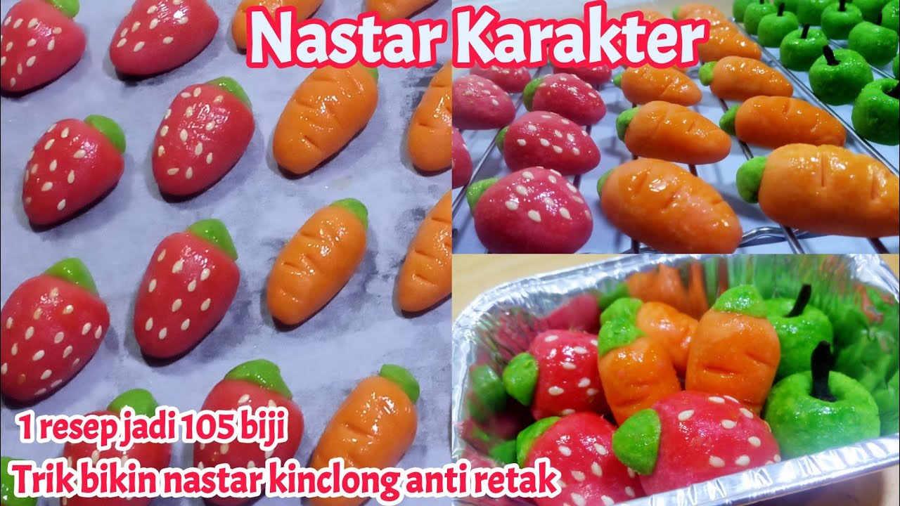 Nastar Karakter | Resep Aneka Nastar Bentuk Strawberry Wortel Apel | Resep Kue Kering Kekinian 2022