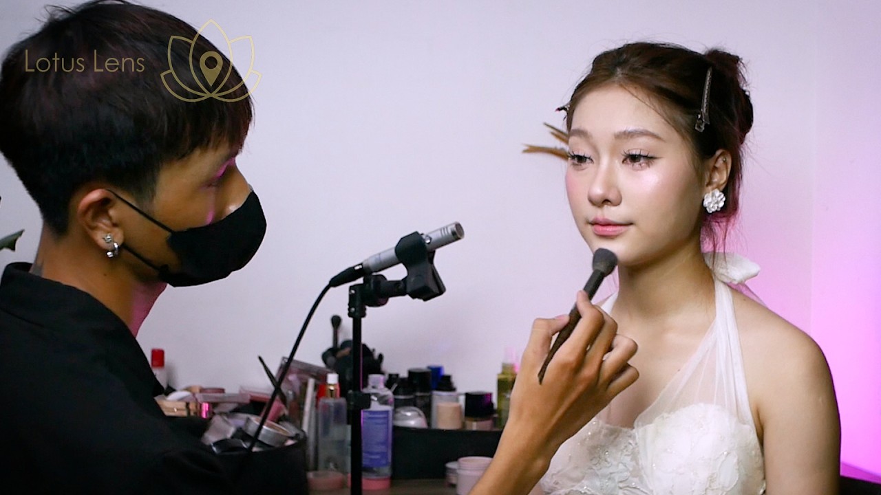 Asmr Korean Soft Glam Makeup & Romantic Side Ponytail with Loose Waves Hair Styling
