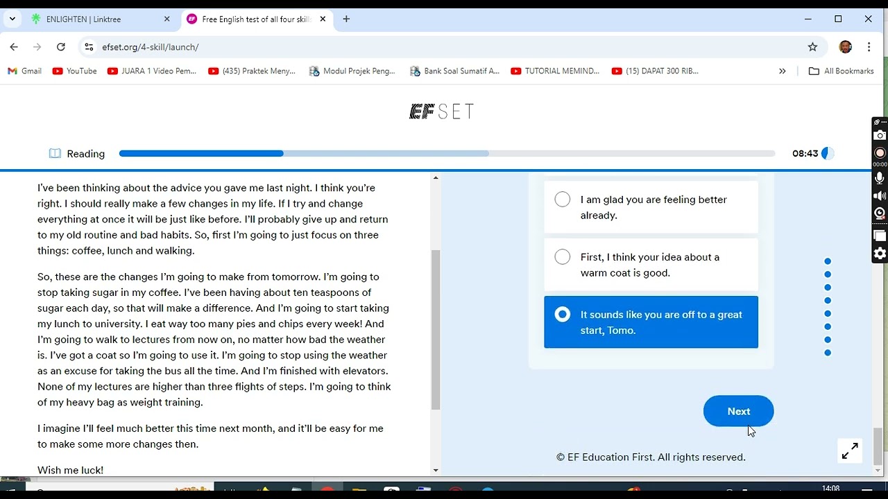 TES KEMAMPUAN BAHASA INGGRIS  EFSET