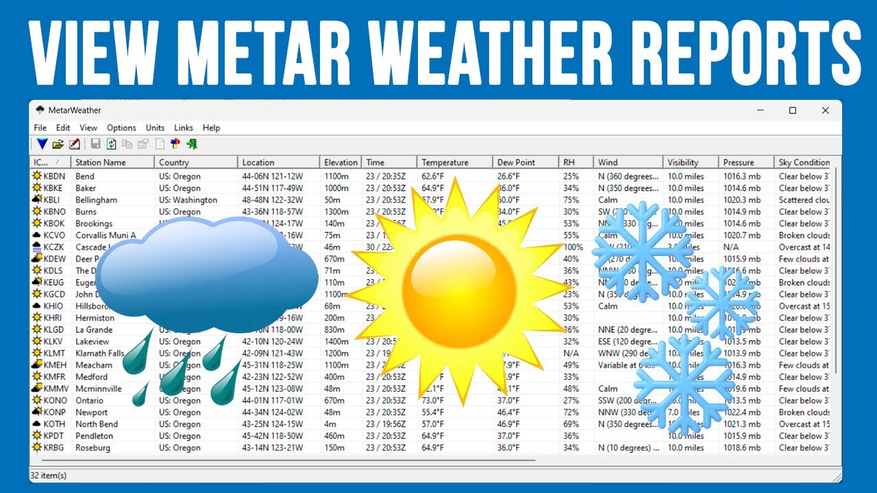 View Weather Meteorological Aerodrome Report (METAR) Reports for Any Location