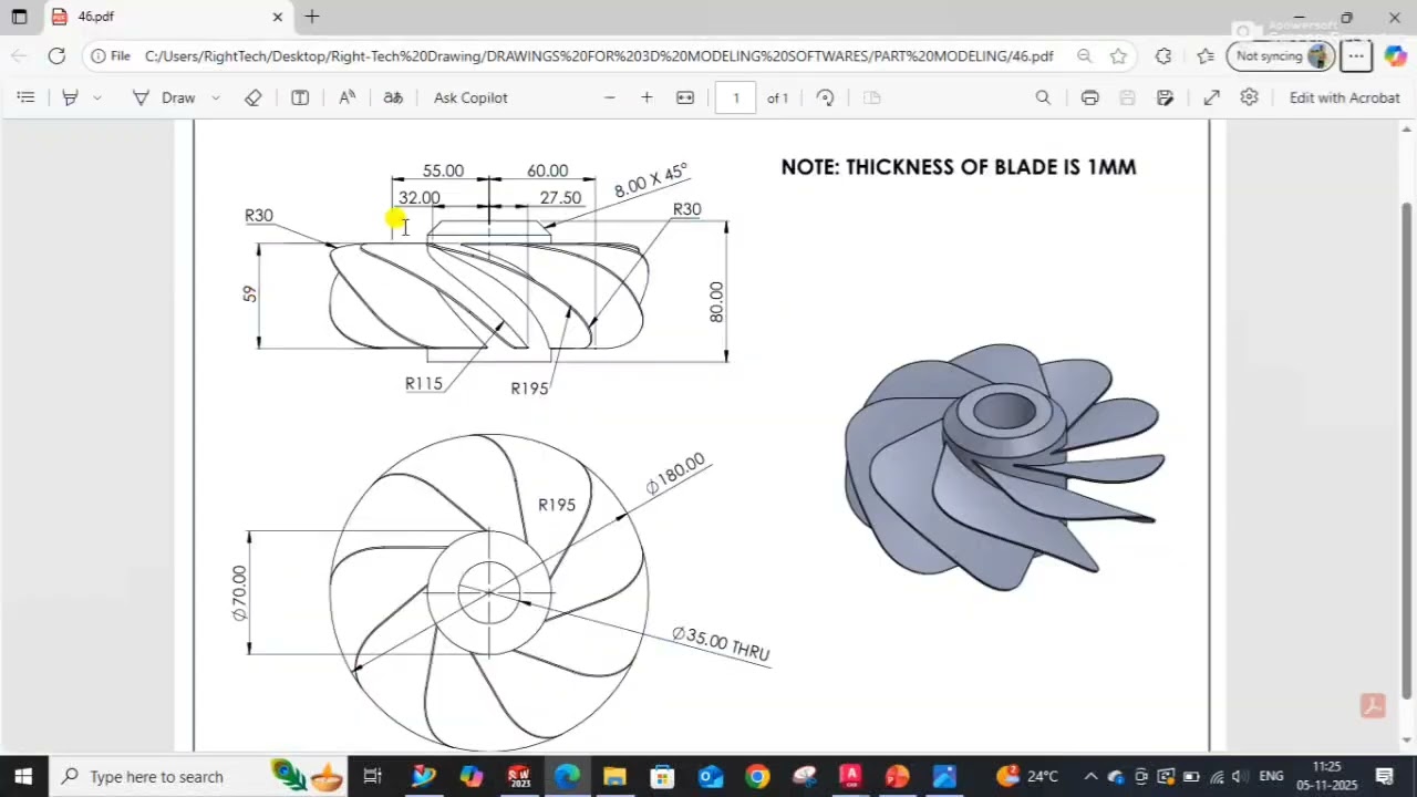 Using loft command making fan #solidwork #righttech#ugnx#solidworks#3dmodeling#righttech_design